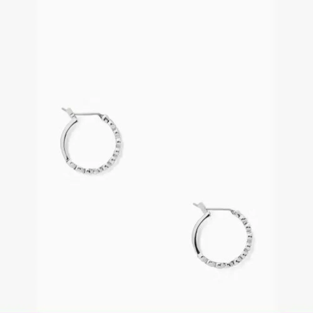 kate spade Silver Hoop Earrings Full Circle Huggies - Picture 2 of 6
